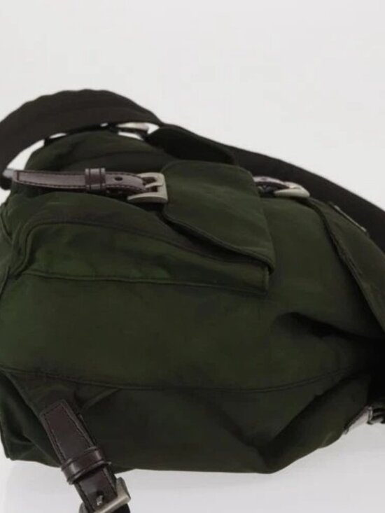 PRADA Backpack Nylon Khaki Silver Auth 166761 main image 12